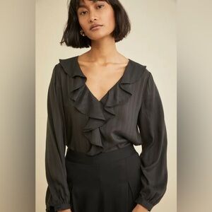 Amour Vert Charcoal Ribbed Tencel Top - Size XS